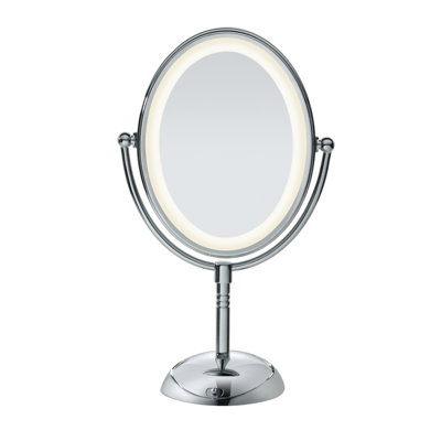 Conair 1x/7x Magnification LED Oval Polished Chrome Mirror Battery Operated
