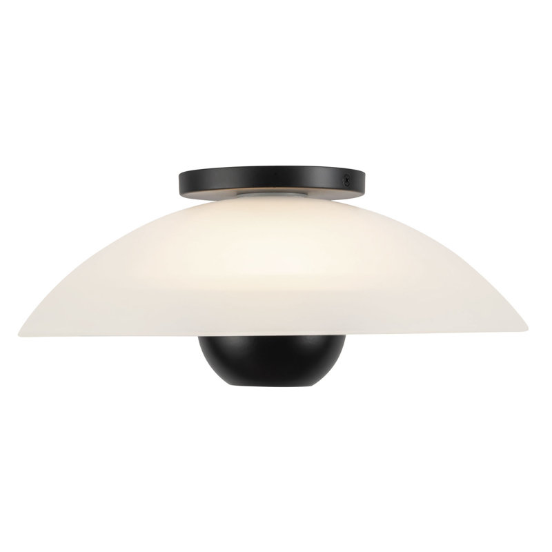 Umbra 14-in Black Semi-Flush Mount, Matte Black, Steel and Glass