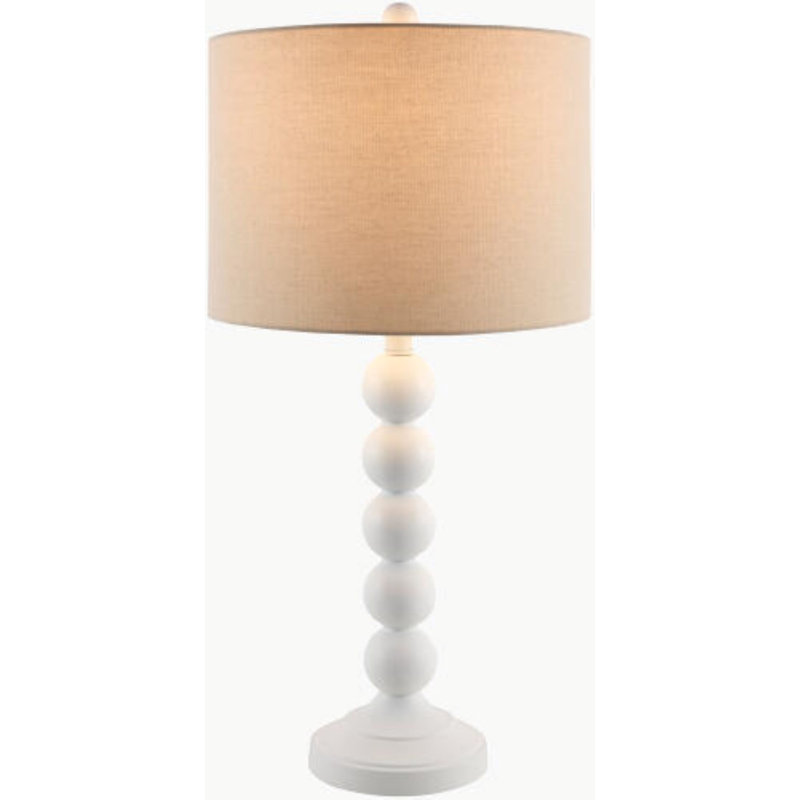 Elaine Table Lamp, White, Beige, 27" H x 13" W x 15" D