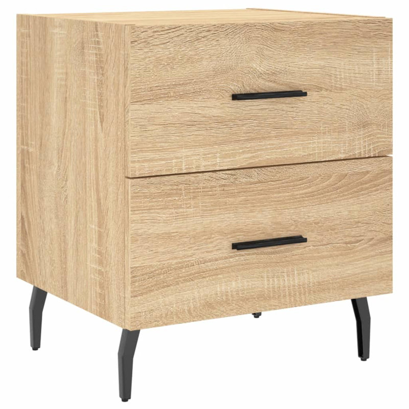 Roshawna 40cm W Iron Bedside Table, Sonoma Oak