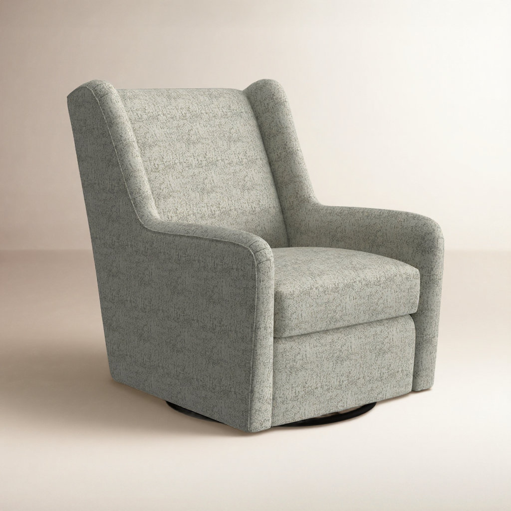 Miranda Upholstered Swivel Glider, Malibu White Pepper Performance Chenille