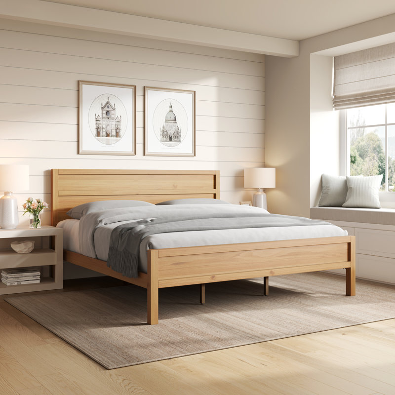 Modern Wood Panel Bed, King