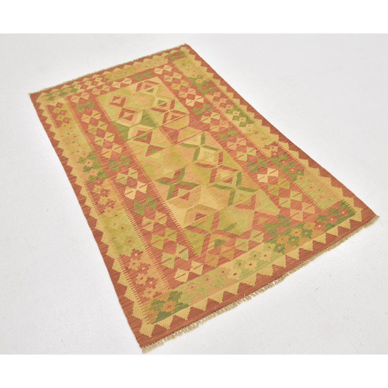 Tapis intérieur en laine 3 pi 2 po x 4 pi 10 po one-of-kind à la main noué la new age Elland