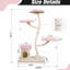 Tour à chat multi-niveaux à thème floral pour chats d'intérieur, comprenant un arbre beige rose, un noyau suspendu et une tige stable avec base stable, 3 plateformes, tubes métalliques enveloppés