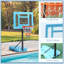 Support pour panier de basketball près de la piscine, système de cerceau portatif réglable en hauteur de 36,5 po à 48,5 po avec panneau transparent et base remplissable pour toute la famille, bleu, noir, rouge
