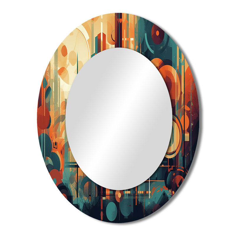Miroir mural orange et bleu abstrait Nostalgia II, 43 po x 33 po