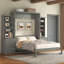 Grand lit escamotable avec tablettes de rangement et tiroirs-129423558