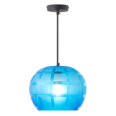 11.75"W Conner Modern Blue Hand Blown Glass Globe Shade Pendant - Latitude Run®