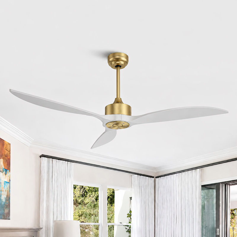 65" High-Airflow Up to 7500CFM Solid Wood Large Ceiling Fan Remote Control No Light, 6-Speed, Reversible Airflow Silent DC Motor, 3CCT Dimmable
