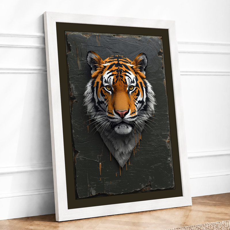Tiger's Gaze Realism - Framed Print, A4 - 29.7 x 21.0 cm, White