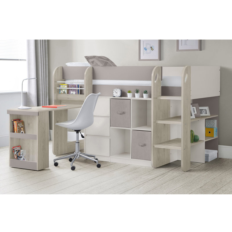 Fia 90 X 190cm Mid Sleepers with Storage Included, Taupe/White