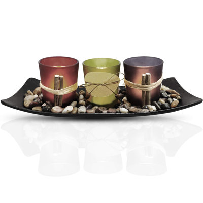 3 Piece Glass Tabletop Votive Holder Set