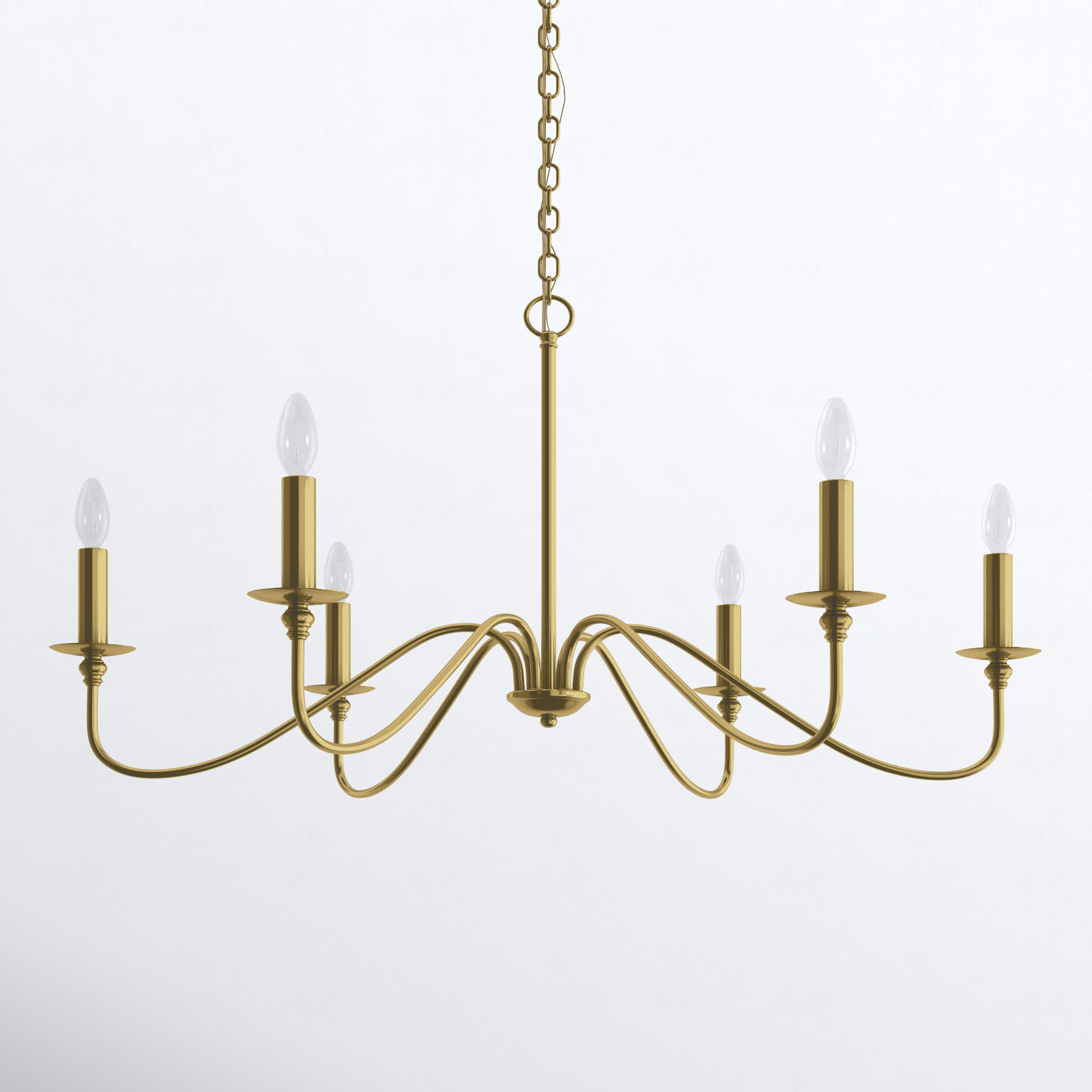 Ableton Iron 6-Light Chandelier, Brass, 25" H x 48" W x 48" D