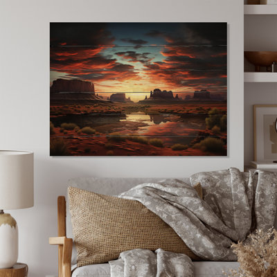Native Art Ancestral Landscape II on Wood Print