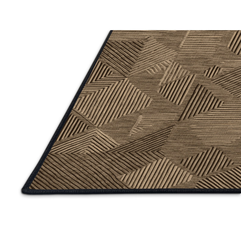 Tapis art déco brun lavable à la machine, Rectangulaire 8 pi x 12 pi