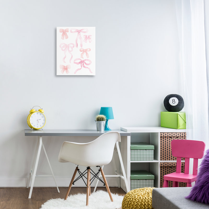 «Pink Watercolor Bows Canvas», conception de Kim Allen, H 20 po x l 16 po