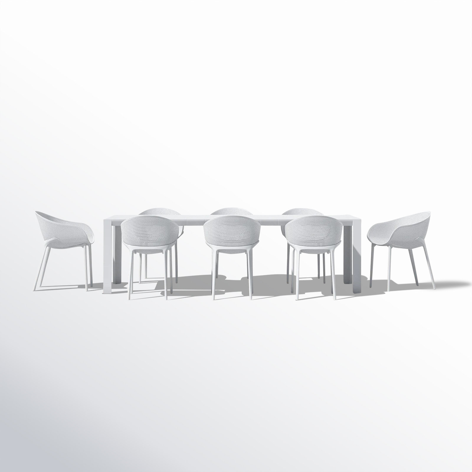 Farrah 102" Patio Dining Set, White