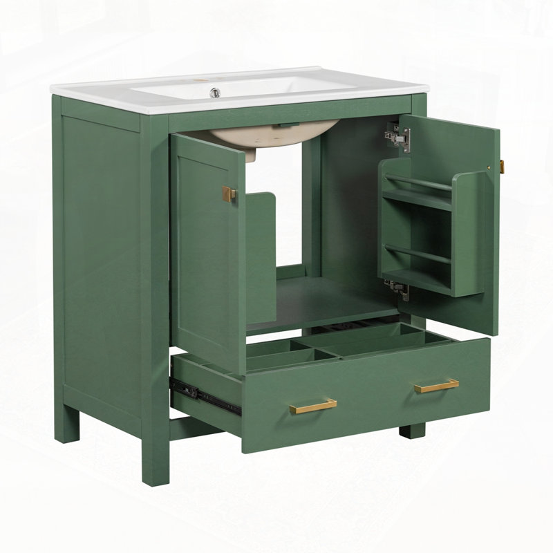 Ensemble de meuble-lavabo double avec salle de bain (séparé), Vert