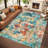 Washable Area Rug, Modern Abstract Low Pile Non-Slip Foldable Pearl Velvet Artistic Landscape Carpet, Blue Multi, 5'x7'-406639490-406639503