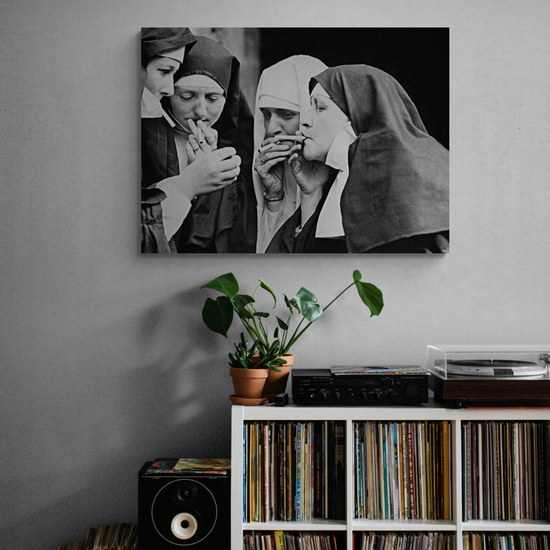 Smoking Nuns - Wrapped Canvas Print, 61cm H x 81 cm W x 4cm D