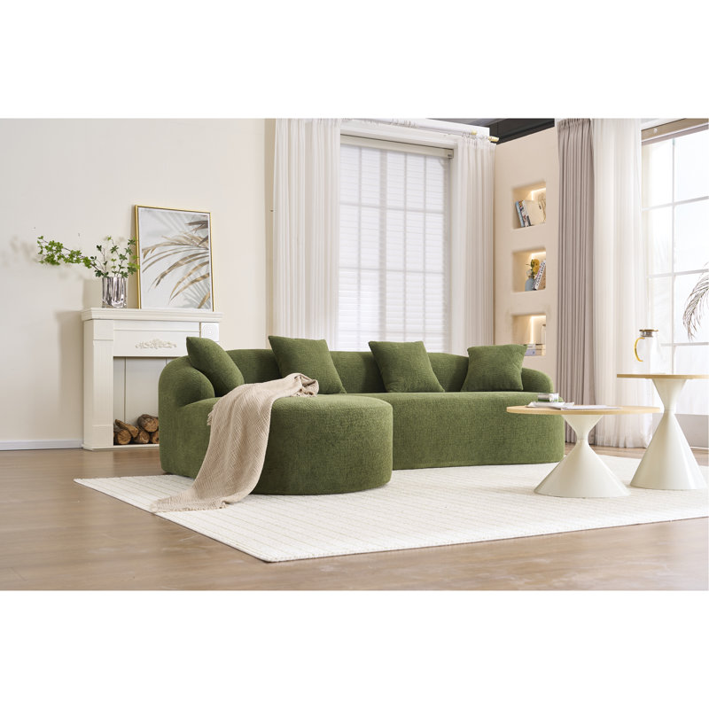 Canapé modulaire en L éponge à compression complète Boneless LY-022, méridienne modulaire en chenille, 30D haute densité pour le salon en appartement, 900 lb