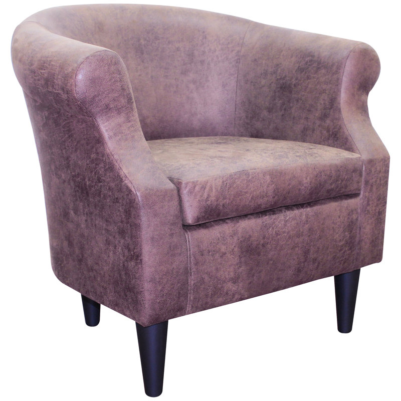 Fauteuil demi-tonneau Aguiniga, Similicuir brun clair