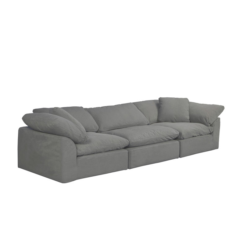 Sunset Trading Cloud-Inspired 132" 3 Piece Oversized Deep Lounge Slipcovered Modular Sofa | Performance Fabric Washable Water-Resistant Stain-Proof | Deep-Seating Down-Filled Couch | Plush Cushions, Modern Design 