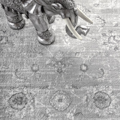 Tapis persan gris pâle rétro moderne Laxton