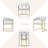 Modern 22" Seat Wide Metal Frame Chenille Upholstered Armchair Dining Chair Set of 4 (White)-1971449207-2069679108
