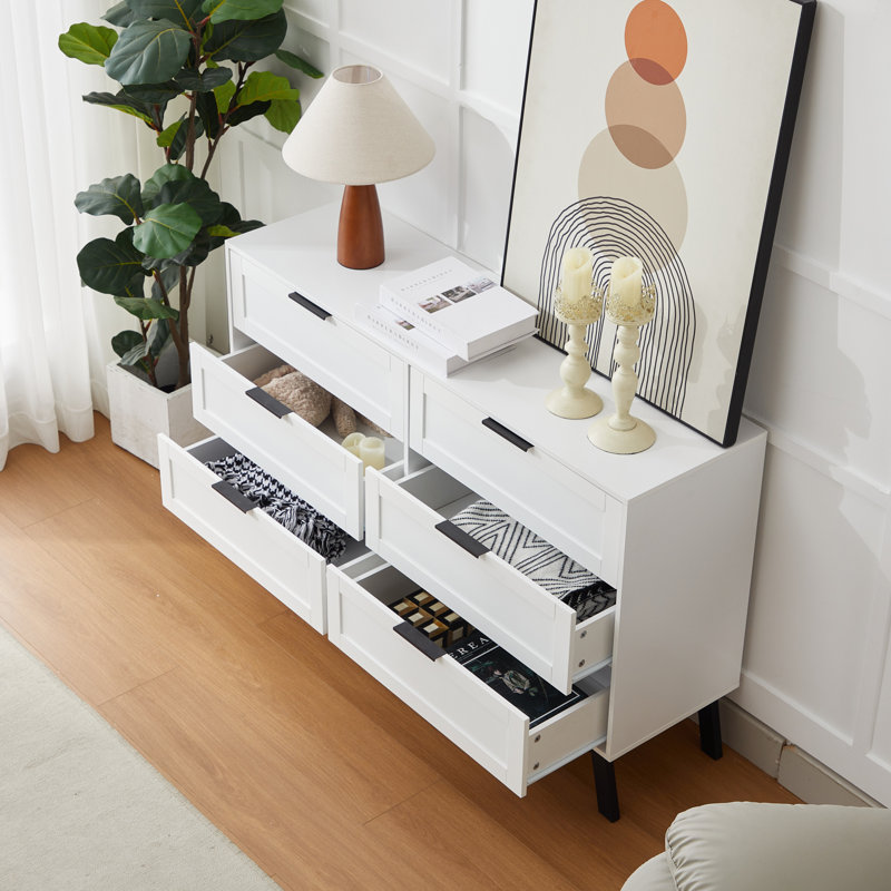 Cailan 46.9" Wide 6-Drawers Accent Chest, White