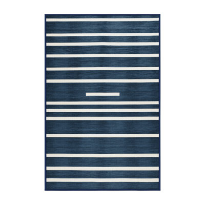 Machine Washable Horizontal Stripes Grey Area Rug