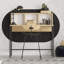 Bureau d'étude moderne avec pieds en métal, chêne saphir et noir, 39,4 po x 40,2 po x 23,6 po | 100% panneau de particules enduit de mélamine, épaisseur: 0,7 pouce | Nombreuses tablettes, à fixation murale, idéales pour les bureaux à domicile et les espaces industriels