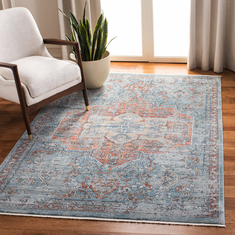 Tapis oriental bleu marine / rouge Rumsey, Rectangle 9 pi x 12 pi
