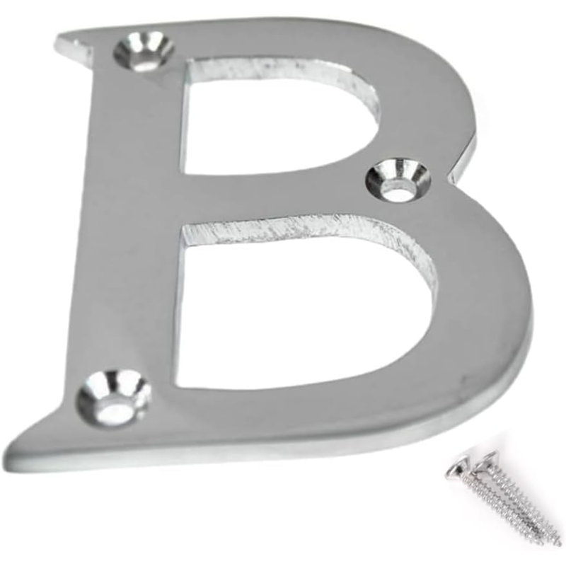 Satin Chrome Door Numbers 3inch 7.5cm H Brass House Letters And Numbers, B