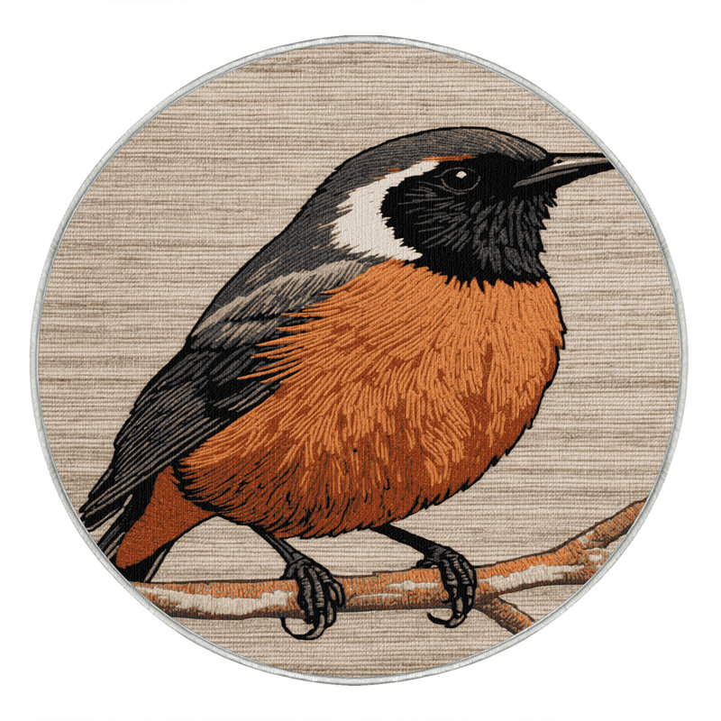 Washable Common Redstart Birds Area Rug, Rectangle 2' x 3'