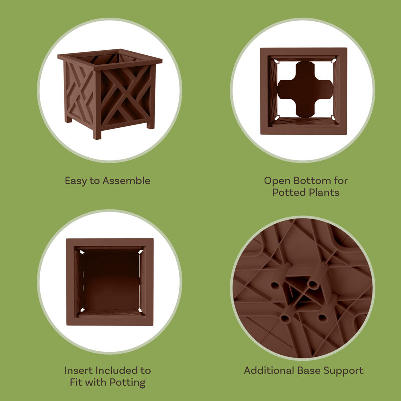  Lattice Planter Box 2-Pack, Brown, Brown