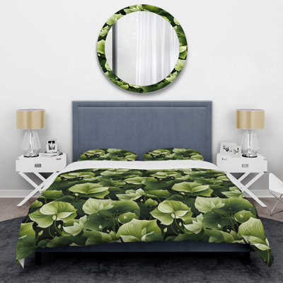 Nanisha Green Wasabi Leaves Plants III - Plants Duvet Cover Set - Microfiber Polyester