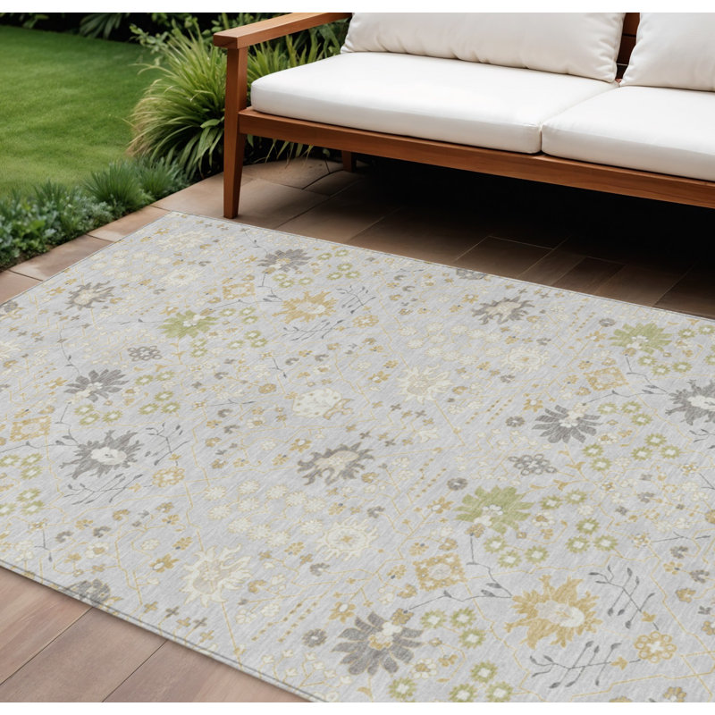 Tapis oriental lavable d'intérieur argent 10 pi x 14 pi