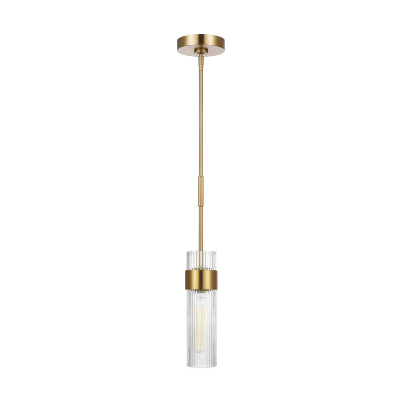 Geneva 1 - Light Pendant, 12" H x 3.375" W x 3.375" D, Burnished Brass