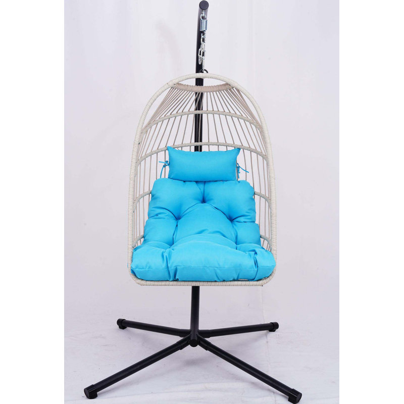 Balancelle polyvalente avec matériaux de qualité supérieure et conception pliable, 42.12", Ivoire, gris clair et bleu
