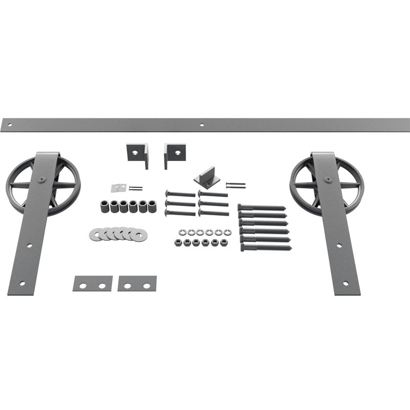 Ensemble de quincaillerie pour porte de grange standard Premium, Gris, 84 po