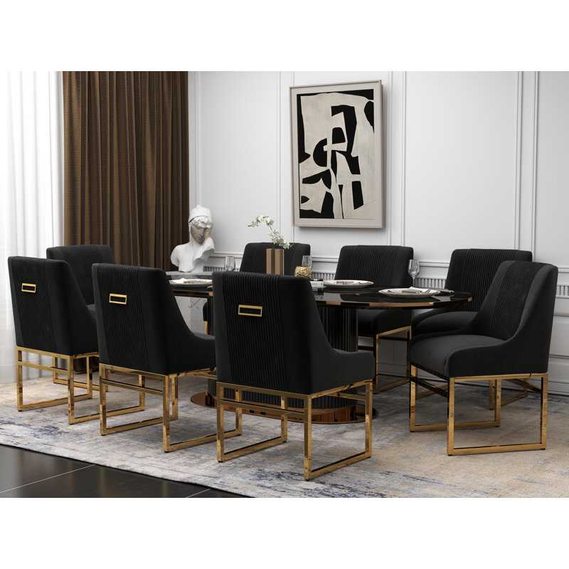 Chaise d'appoint en velours Baudel, 8, Noir