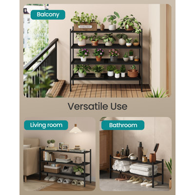 3 Tier 16 Pairs Bamboo Shoe Rack For Closet, Stackable Shoe Oragnizer