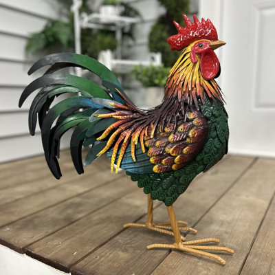 Statue coq en métal