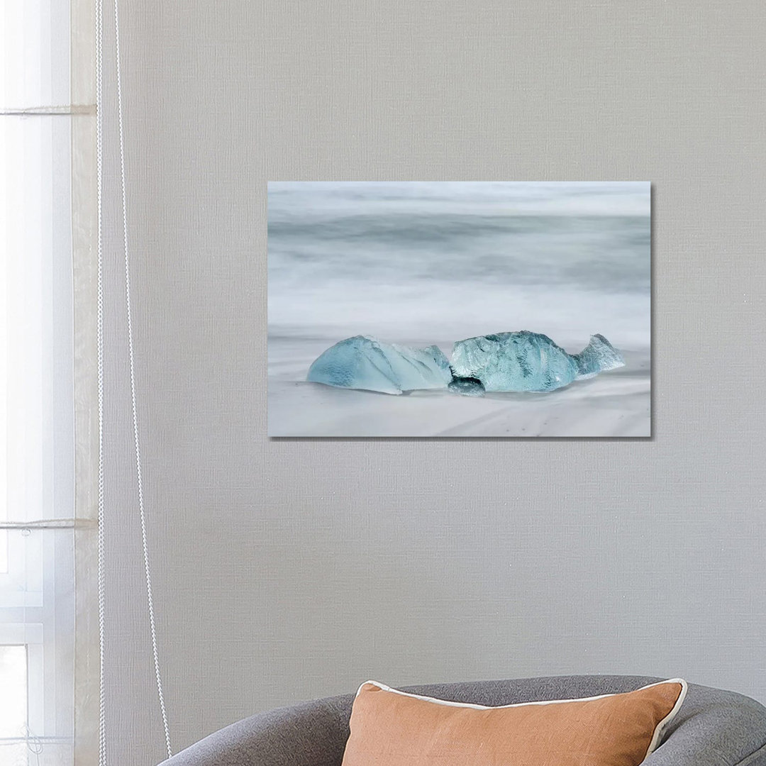 Icebergs On A Black Volcanic Beach IV, Vatnajokull National Park, Iceland by Martin Zwick - Wrapped Canvas Print