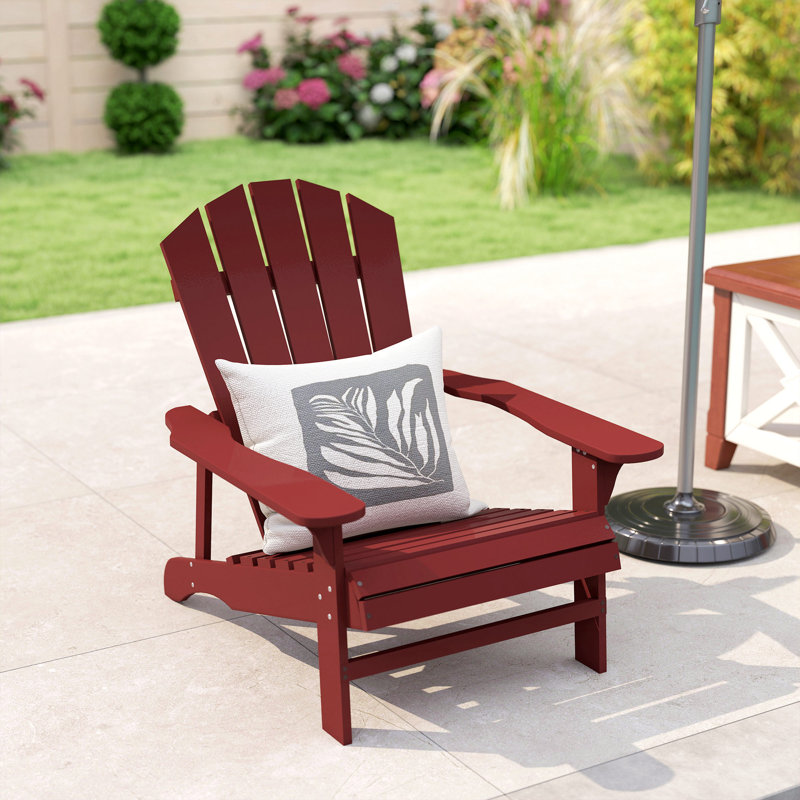 Chaise Adirondack en bois pour jardin extérieur, Rouge