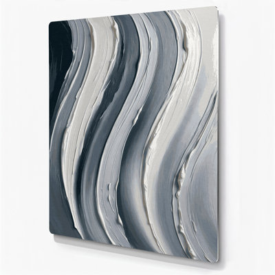 DiagonalStripes Fog Grey White Green Metal Wall Art