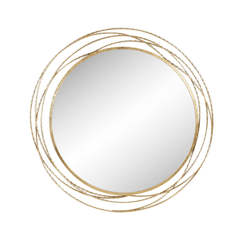 Rowden layered metal frame round mirror with a modern statement design