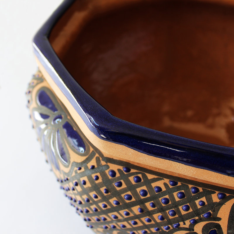 Pot à fleurs Talavera 13 po Talavera, Bleu/orange