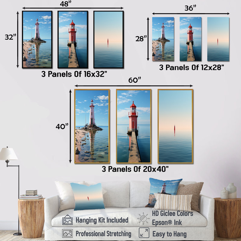 Phare de la simplicité en mer, Cadre flottant brun, H 32 po x l 48 po